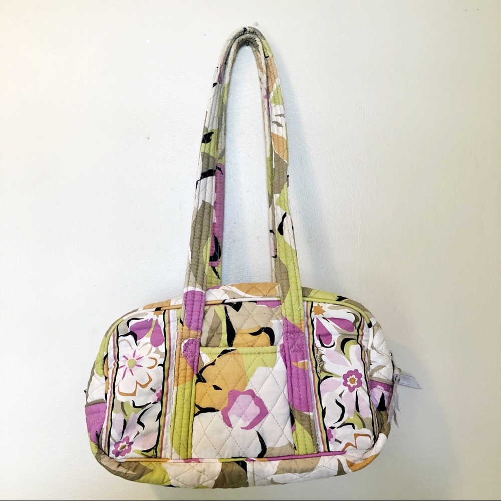 Retired Vera Bradley Portobello Road Print Purse Purple Flowers Shoulder Bag